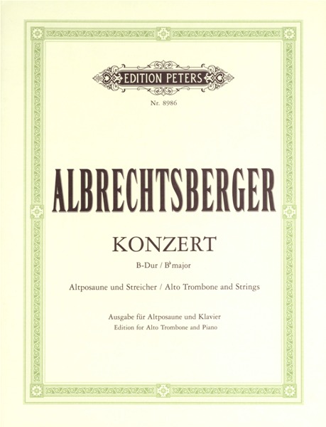 EDITION PETERS ALBRECHTSBERGER JOHANN GEORG - CONCERTO - TROMBONE AND PIANO