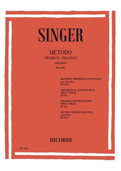 RICORDI SINGER S. - METODO TEORICO-PRATICO - PARTE III ARPEGGI - HAUTBOIS