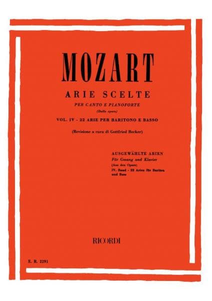 RICORDI MOZART W.A. - ARIE SCELTE VOL.4 22 ARIE - BARITONO E BASSO