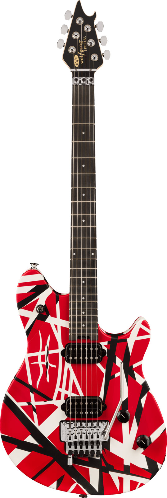 EVH WOLFGANG SPECIAL STRIPED SERIES, EBONY FINGERBOARD, RED, BLACK, AND WHITE