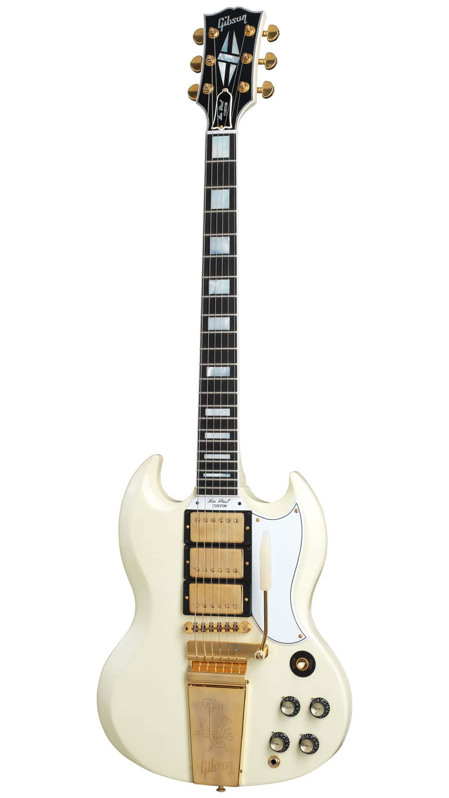 GIBSON CUSTOM LES PAUL SG CUSTOM 1963 REISSUE 3-PICKUP W/ MAESTRO VOS CLASSIC WHITE CS HRC