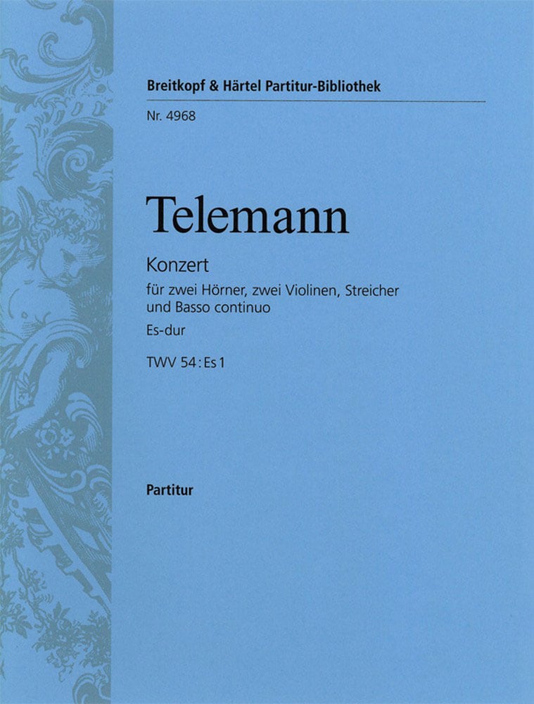 EDITION BREITKOPF TELEMANN G.P. - KONZERT ES-DUR - 2 CORS ET CORDES