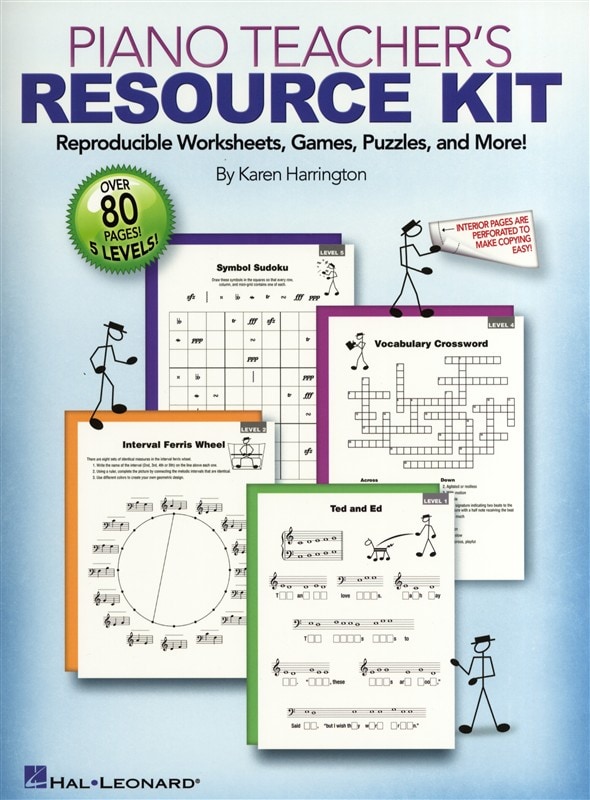 HAL LEONARD KAREN HARRINGTON PIANO TEACHER'S RESOURCE KIT WORKSHEETS GAMES- 