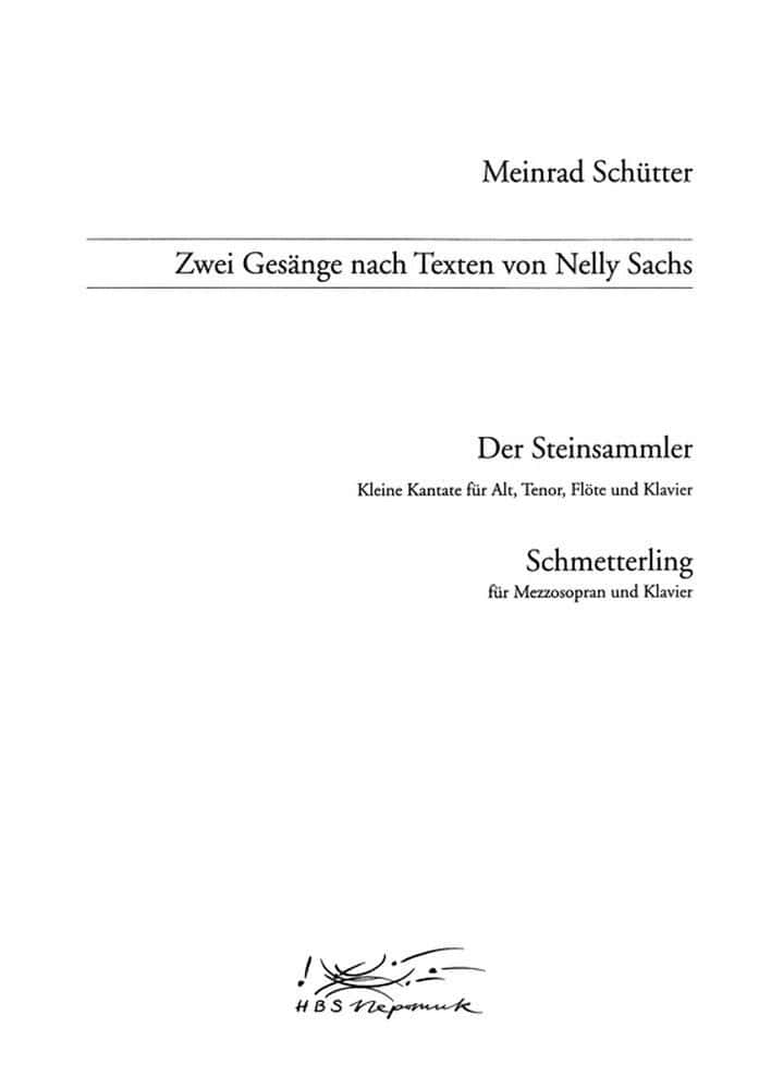 EDITION BREITKOPF SCHUTTER MEINRAD - ZWEI GESANGE NACH NELLY SACHS - PIANO 4 HANDS