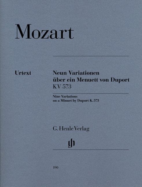 HENLE VERLAG MOZART W.A. - 9 VARIATIONS ON A MINUET BY DUPORT KV 573