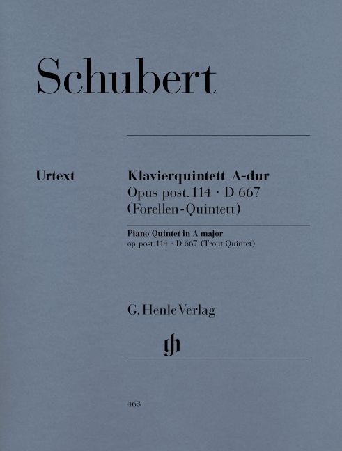 HENLE VERLAG SCHUBERT F. - QUINTET A MAJOR OP. POST. 114 D 667 FOR PIANO, VIOLIN, VIOLA, VIOLONCELLO
