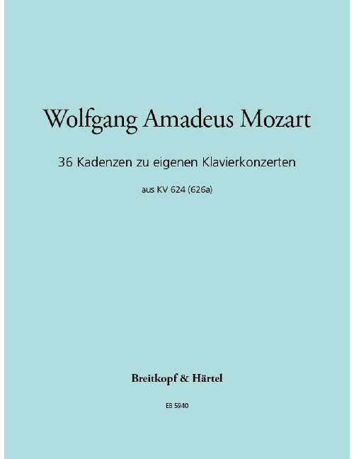 EDITION BREITKOPF MOZART - 36 CADENZAS FOR HIS OWN PIANO CONCERTOS - PIANO