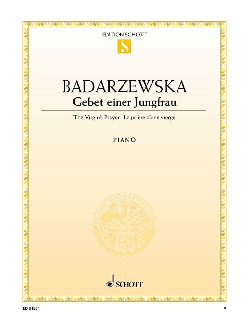 SCHOTT BADARZEWSKA - LA PRIÈRE D'UNE VIERGE MI BÉMOL MAJEUR - PIANO