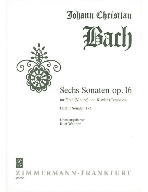 ZIMMERMANN BACH - SIX SONATES OP. 16 - FLUTE (VIOLON) ET PIANO (CLAVECIN)
