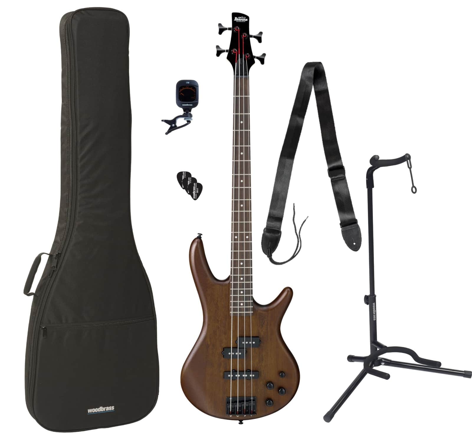 IBANEZ PACK GSR200B-WNF WALNUT FLAT GIO + ACCESSOIRES