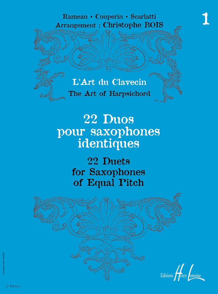 LEMOINE BOIS - ART DU CLAVECIN 22 DUOS VOL.1 - 2 SAXOPHONES