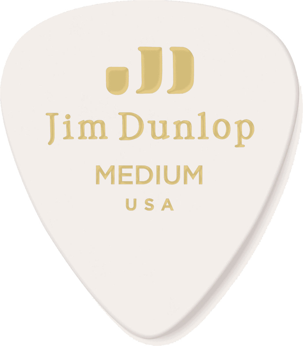 JIM DUNLOP GENUINE CELLULOID CLASSIC, PLAYER'S PACK DE 12, WHITE, MEDIUM