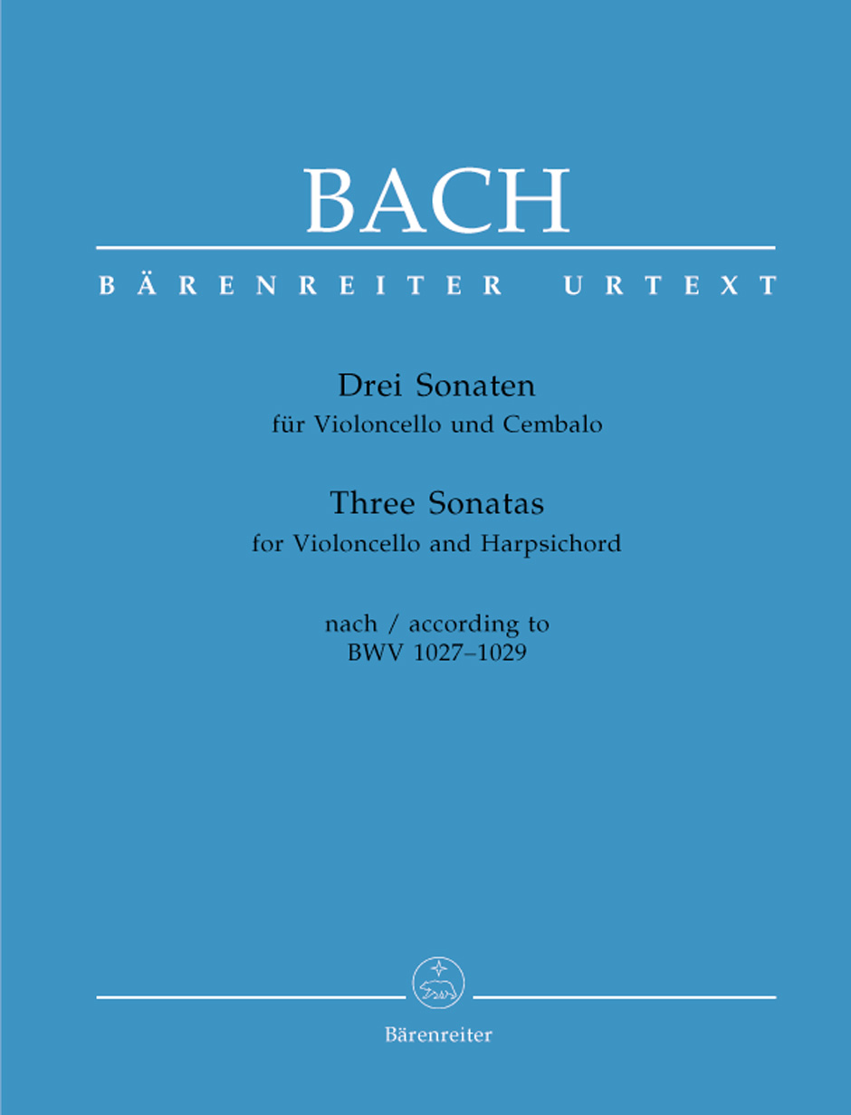 BARENREITER BACH J.S. - THREE SONATAS FOR VIOLONCELLO AND HARPSICHORD BWV 1027-1029