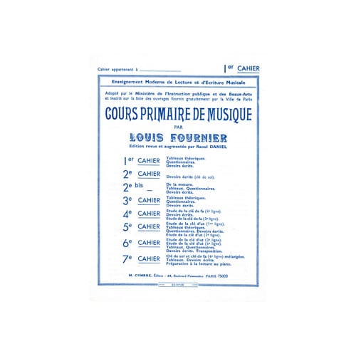 COMBRE FOURNIER - COURS PRIMAIRE DE MUSIQUE V.1 - FORMATION MUSICALE