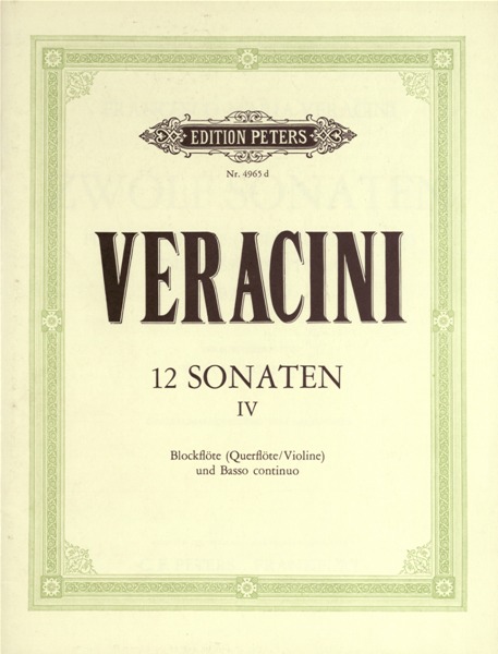 EDITION PETERS VERACINI FRANCESCO MARIA - 12 SONATAS OP.1 VOL.4 - RECORDER