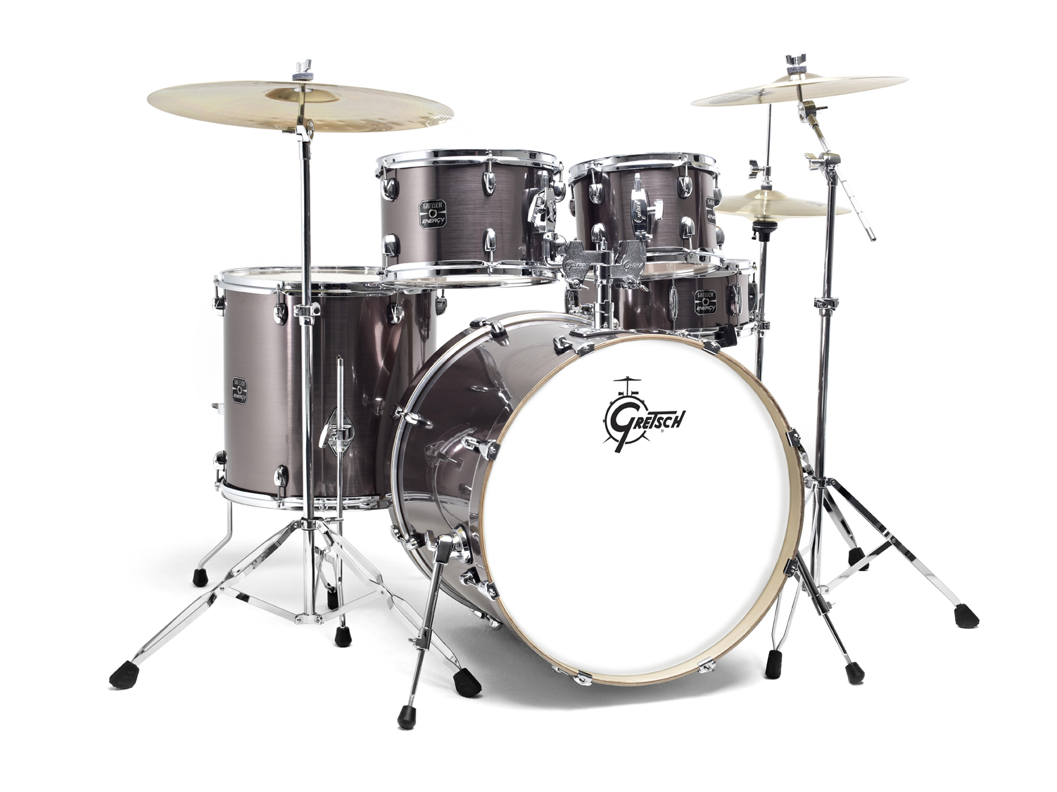GRETSCH DRUMS NEW ENERGY STAGE 22 GREY STEEL + CYMBALES PAISTE 101