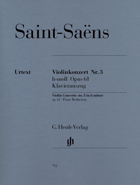 HENLE VERLAG SAINT-SAENS C. - CONCERTO FOR VIOLIN AND ORCHESTRA NO. 3 B MINOR OP. 61