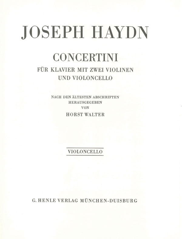 HENLE VERLAG HAYDN J. - CONCERTINI FOR PIANO (HARPSICHORD) WITH TWO VIOLINS AND VIOLONCELLO - PARTIE DE VIOLONCEL