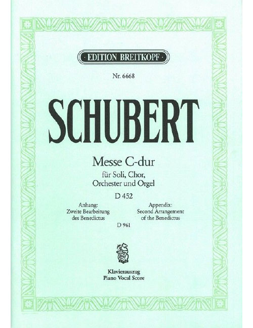 EDITION BREITKOPF SCHUBERT - MASS IN C MAJOR OP. 48 D 452