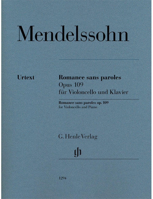 HENLE VERLAG MENDELSSOHN BARTHOLDY - ROMANCE SANS PAROLES OP. 109 - VIOLONCELLE, PIANO