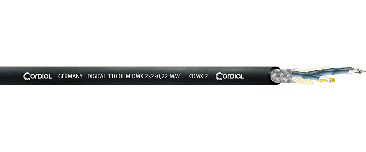 CORDIAL BOBINE DMX 2 PAIRES 0,22MM DOUBLE BLINDAGE - 100M
