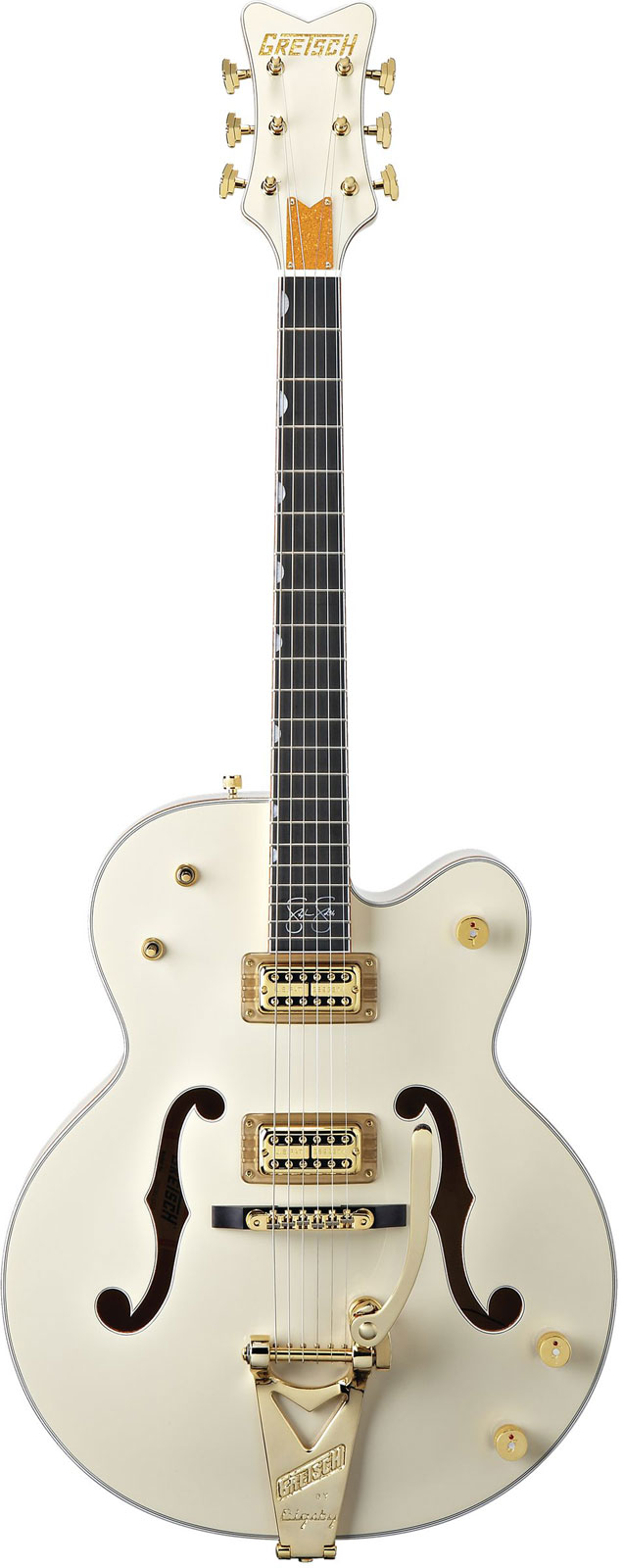 GRETSCH GUITARS G6136-1958 STEPHEN STILLS SIGNATURE WHITE FALCON WITH BIGSBY EBO, AGED WHITE