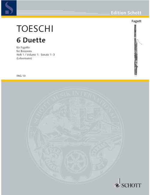 SCHOTT TOESCHI - SIX DUETS - 2 BASSOONS