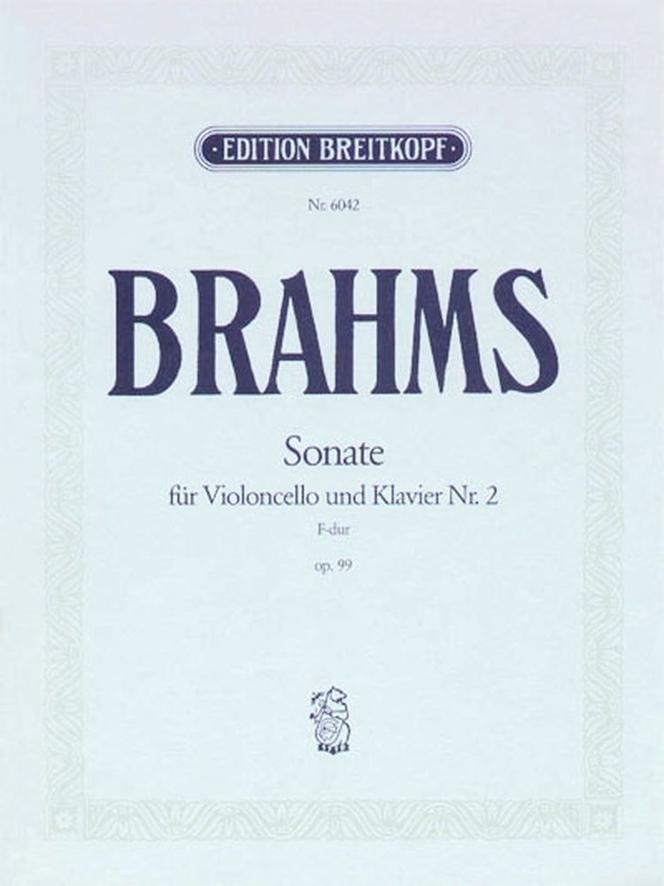 EDITION BREITKOPF BRAHMS J. - SONATE OP. 99 N°2 EN FA MAJEUR - VIOLONCELLE, PIANO