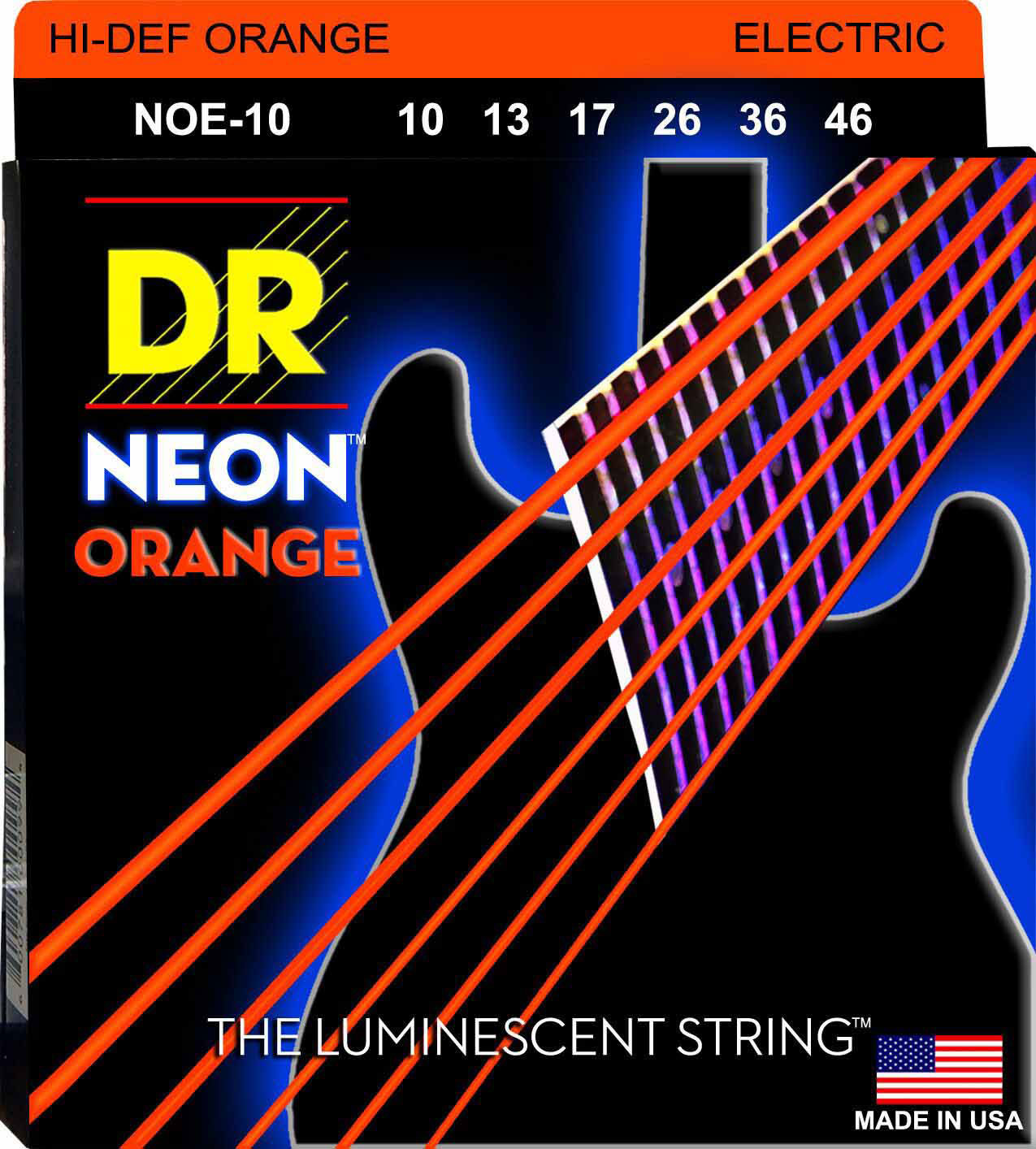 DR STRINGS NOE-10 NEON ORANGE 10-46 