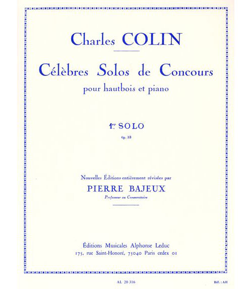 LEDUC BAJEUX / COLIN - CELEBRE SOLO DE CONCOURS N°1 OP.33 - HAUTBOIS ET PIANO