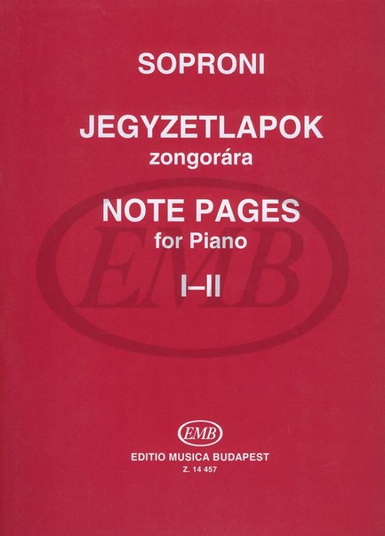 EMB (EDITIO MUSICA BUDAPEST) SOPRONI J. - NOTE PAGES I-II - PIANO