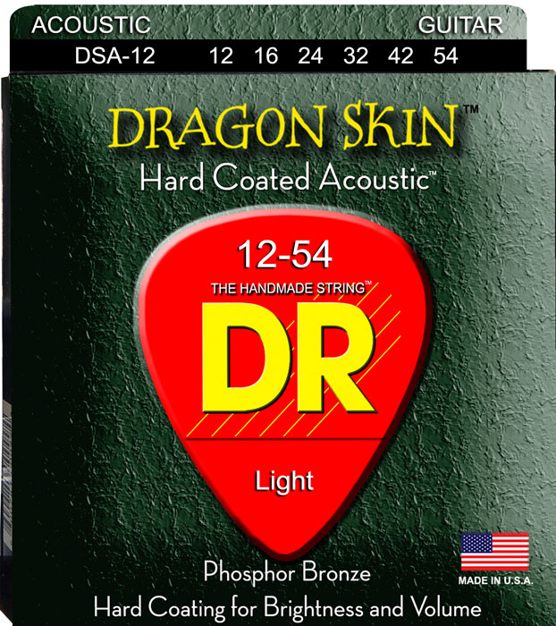 DR STRINGS DSA-12 DRAGON SKIN HARD COATED LIGHT 12-54