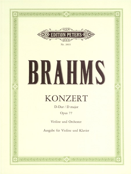 EDITION PETERS BRAHMS JOHANNES - CONCERTO IN D OP.77 - VIOLIN AND PIANO