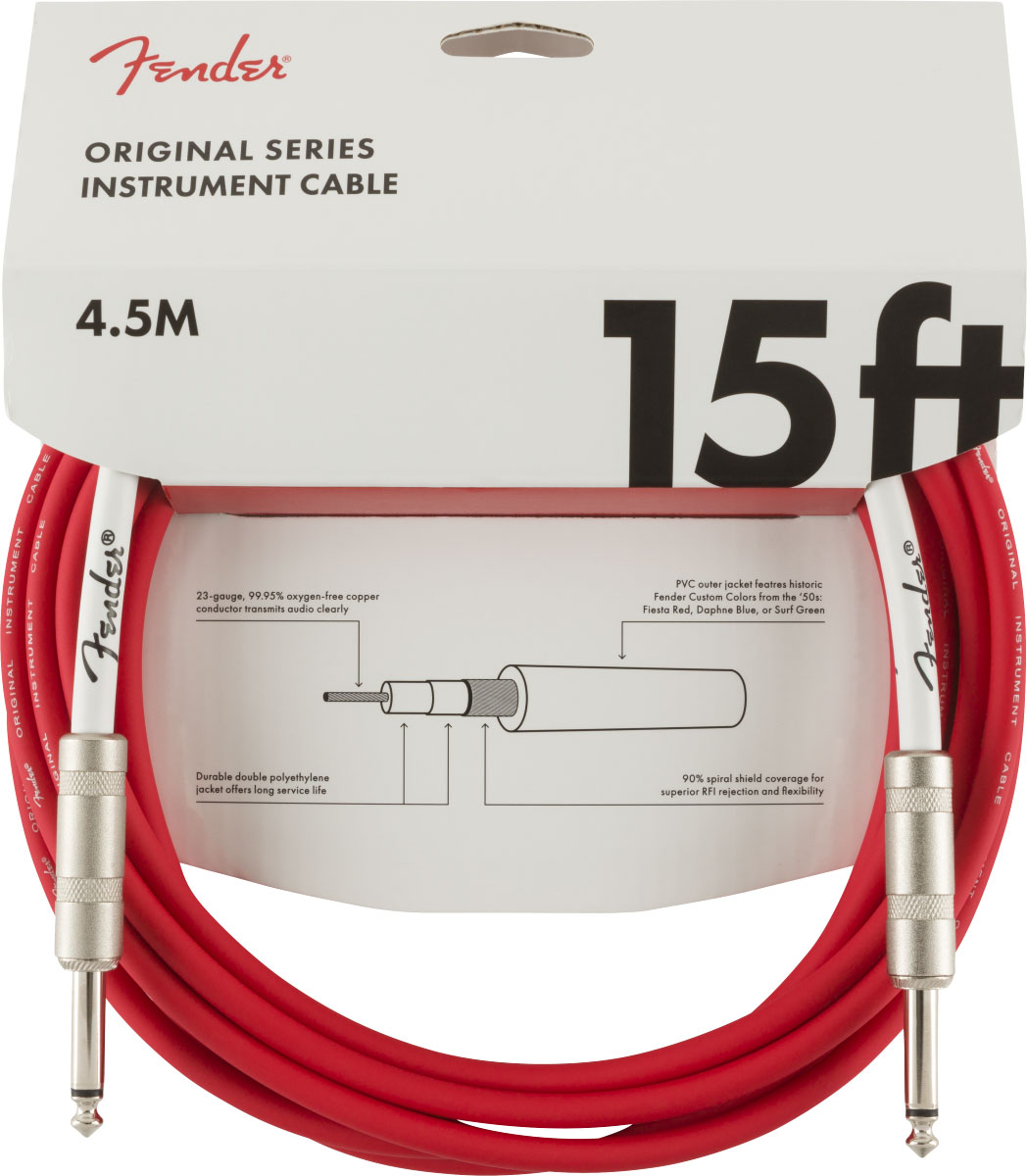 FENDER ORIGINAL INSTRUMENT CABLE, 15', FIESTA RED