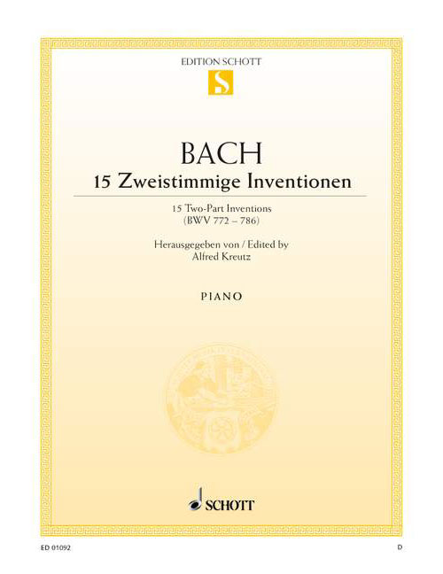 SCHOTT BACH - 15 TWO-PART INVENTIONS BWV 772-786 - PIANO