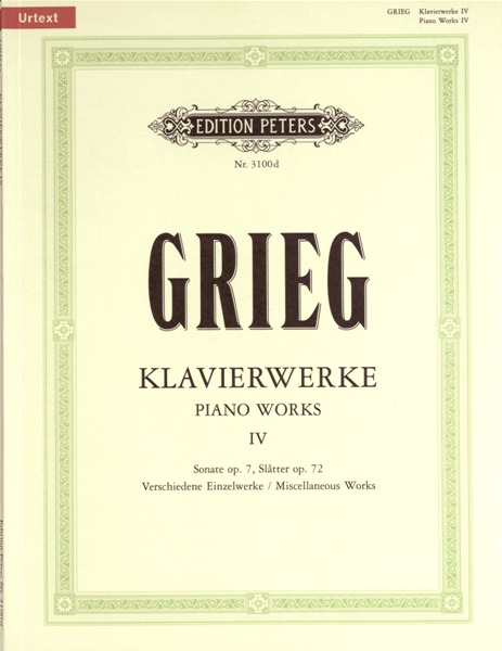 EDITION PETERS GRIEG EDVARD - SUPPLEMENT, VOL. 4 - PIANO