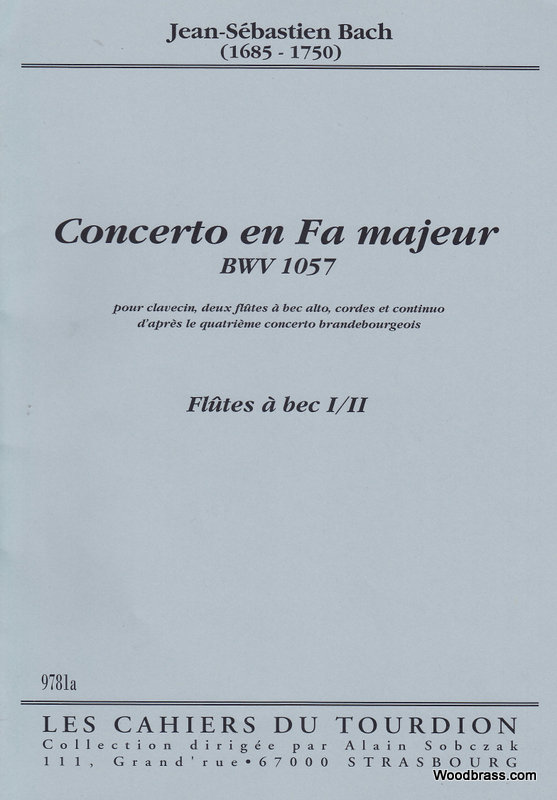 CAHIERS DU TOURDION BACH J.S. - CONCERTO EN FA MAJEUR, BWV 1057 - CONDUCTEUR