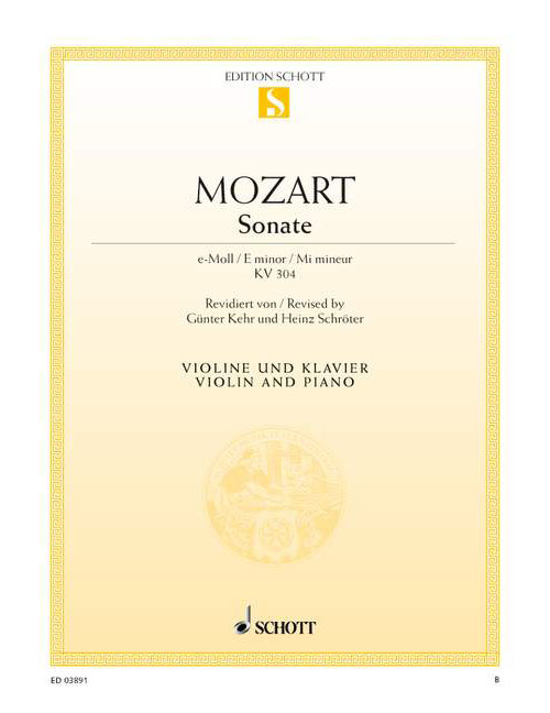 SCHOTT MOZART - SONATA E MINOR K 304 - VIOLON ET PIANO