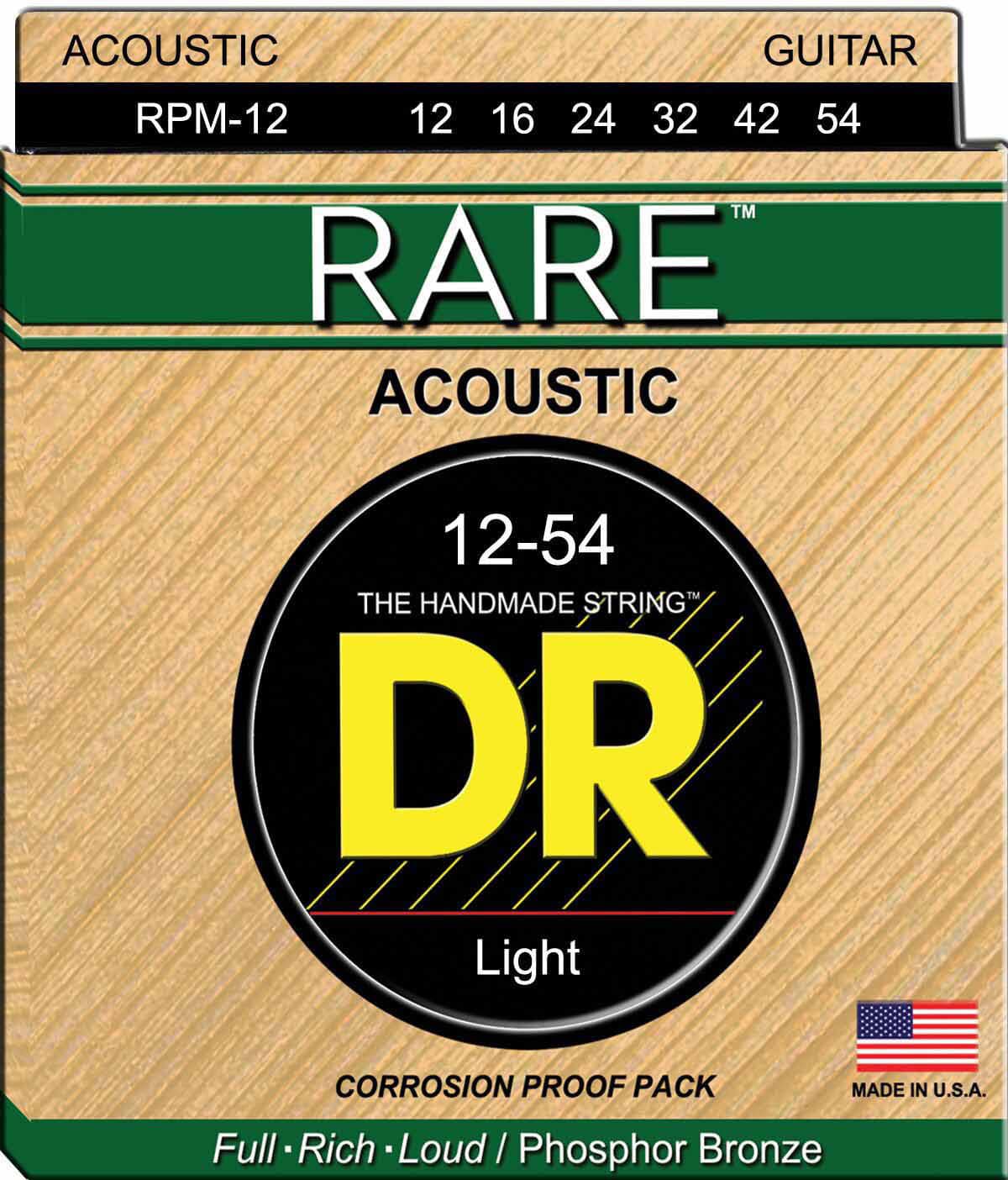 DR STRINGS RPM-12 RARE PHOSPHOR BRONZE LIGHT 12-54