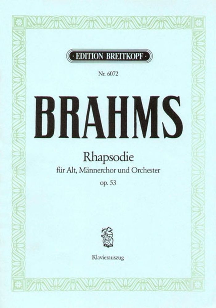 EDITION BREITKOPF BRAHMS J. - RAPSODIE POUR ALTO OP. 53 - CHANT, CHOEUR, PIANO