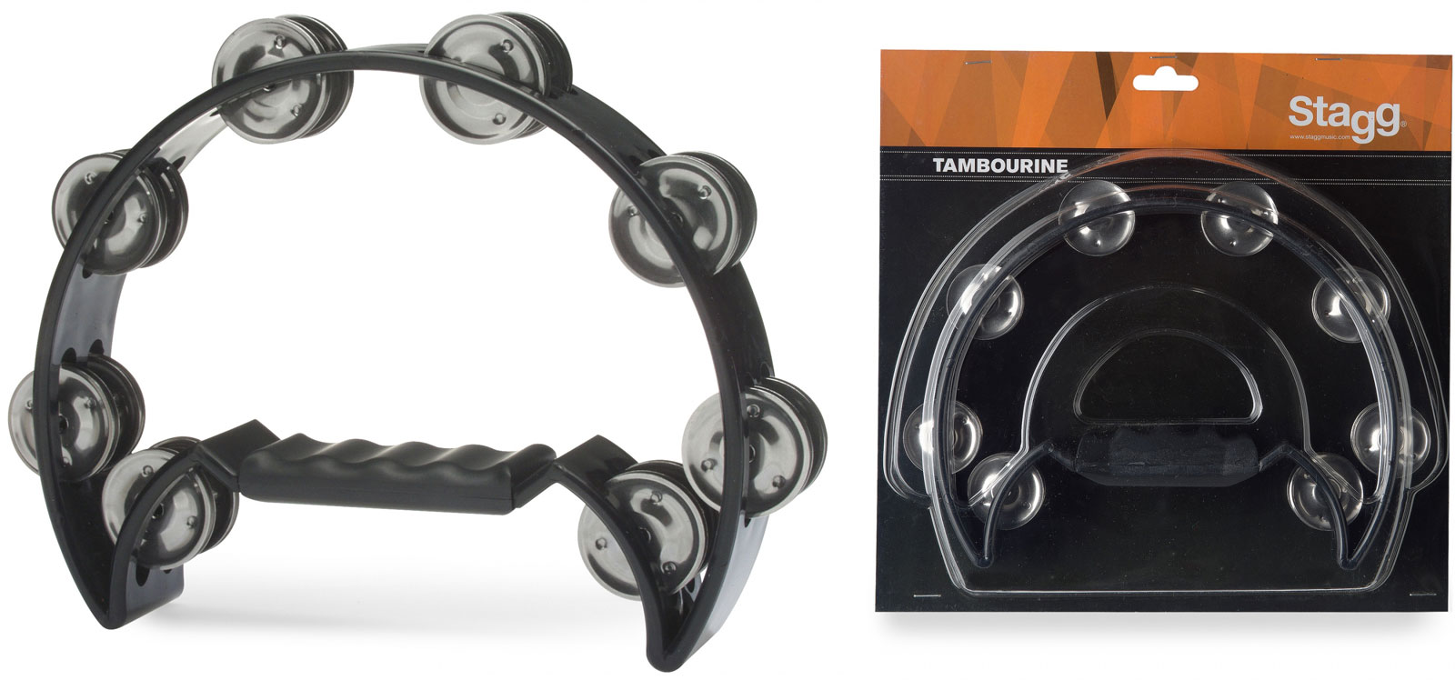 STAGG TAMBOURIN 1/2 LUNE 16 CYMBALETTES NOIR
