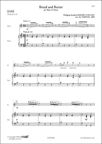 FLEX EDITIONS MOZART W.A. - LA TARTINE DE BEURRE - FLUTE & PIANO
