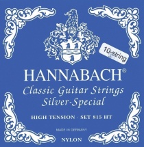 Hannabach Cordes Guitare Classique Serie 815 Pour Guitares 8/10 Cordes - High Tension Silver Special Jeu 10 Co