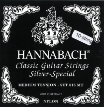 Hannabach Cordes Guitare Classique Serie 815 Pour Guitares 8/10 Cordes - Medium Tension Silver Special Jeu 10