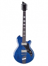 Supro 2022tb Westbury Guitare Electrique Baryton Finition Bleue Transparente