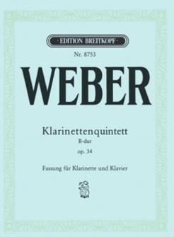 Weber Carl Maria Von Klarinettenquintett B dur Op 34 Clarinet Strquart