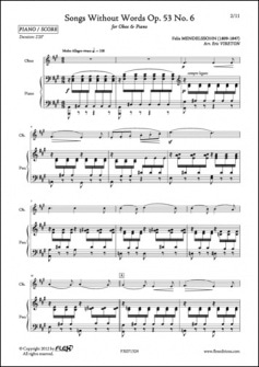 Mendelssohn F Romances Sans Paroles Opus 53 No 6 Hautbois Et Piano