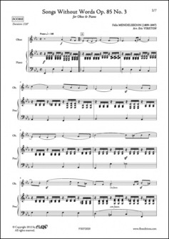 Mendelssohn F Romances Sans Paroles Opus 85 No 3 Hautbois Et Piano