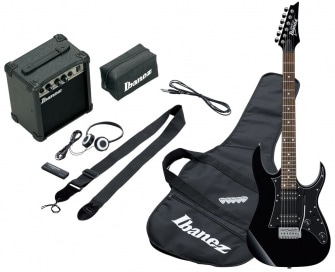 Ijrg200 bk Jumpstart Pack Avec Guitare Electrique Noire Amplificateur Casque