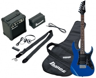 Ijrg200 bl Jumpstart Pack Avec Guitare Electrique Bleue Amplificateur Casque